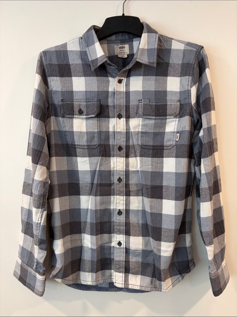 Vans Men’s Black & White Plaid Button-Down Shirt
